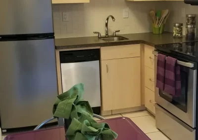 Apartment dining area and kitchen at the Garden Villas of Lenexa