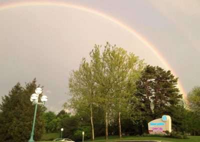 Double rainbow outside the Delmar Gardens Garden Villas of Lenexa