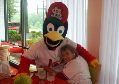 Delmar Gardens of Chesterfield resident with Fred Bird